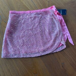 NWT Forever 21 Pink Sequin Mini Wrap Skirt ✨ Y2K Coquette Party Wear Balletcore